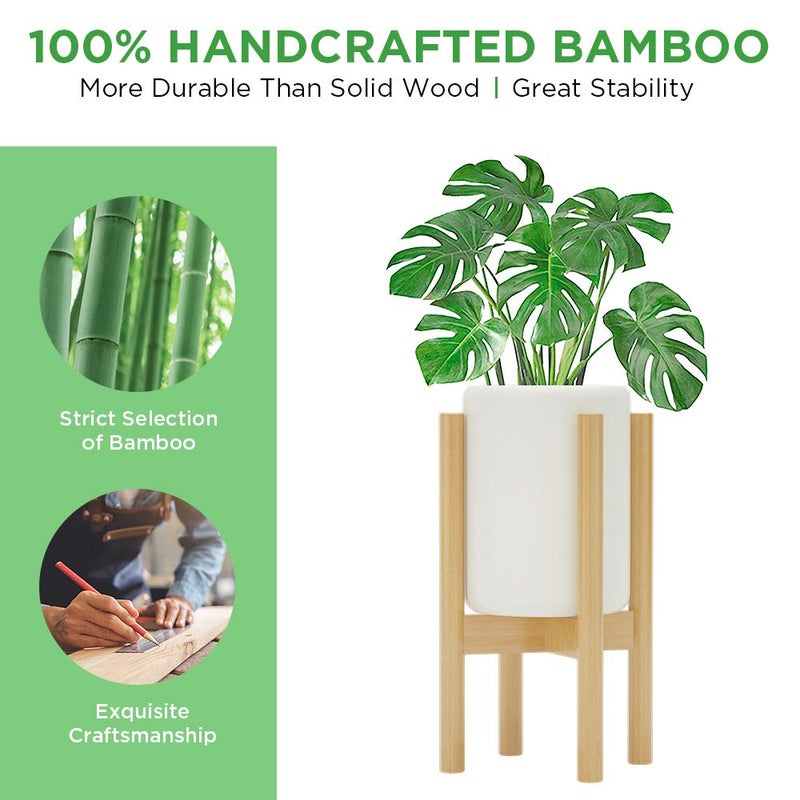 MUDEELA 2 Pack Indoor Plant Stands, 2 Tier Tall Plant Stand 30 inches, Mid Century Bamboo Plant Stand, Adjustable Width 8 - 12 inches, Fits Pot Size of 8 9 10 11 12 inches Pot & Plant Not Included, Natural - Image 5